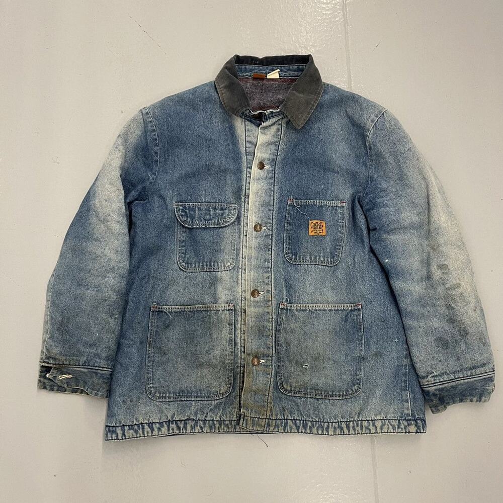Vintage 70s Big Ben Wrangler Blue Faded Denim Chore Jacket